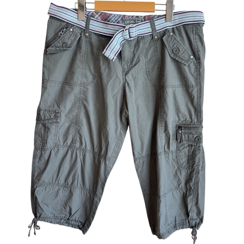 Vintage Gasoline Y2K Cargo Capris Gorpcore Utility Cropped Pants Low Rise Khaki